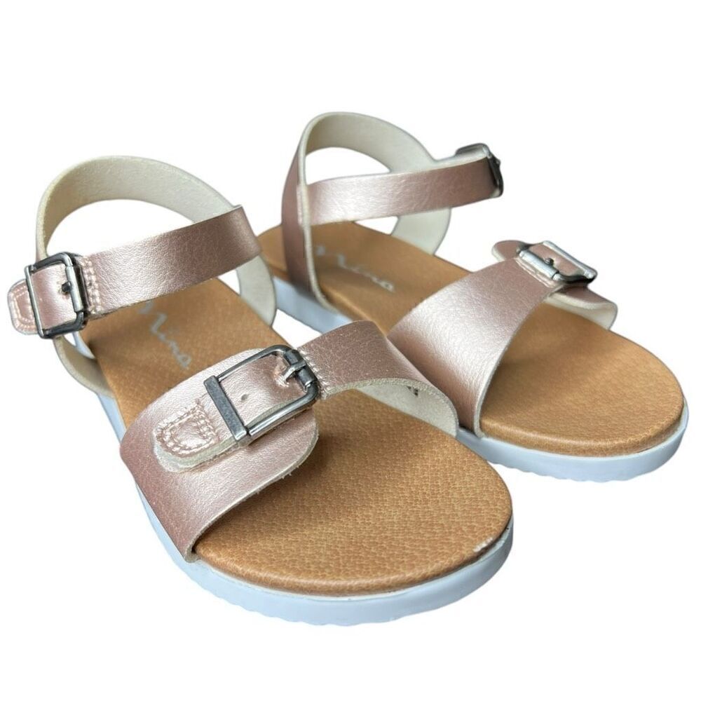 NEW Nina Little Mods Hook and Loop Closure Rose‎ Gold Tan Sandal 11M